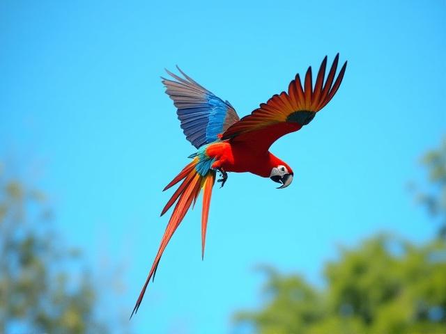 Guacamaya Roja en vuelo